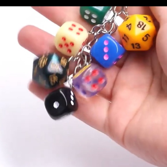 Dice bag charm Keychain bag or purse accessory - Picture 3 of 4